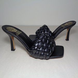 Vince Camuto Size 6.5 M BRINELA Black Leather Heeled Sandals New Women's Shoes
